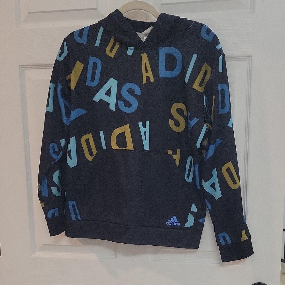 Adidas Kids Multicolor Lettered Hoodie Gently Used Size 14/16
